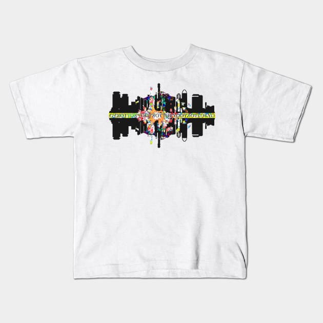 Tokyo Skyline Kids T-Shirt by crunchysqueak